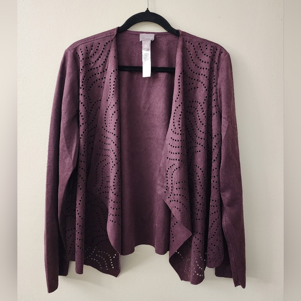 Women's Purple Open Front Sweater